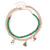 European and American Christmas Snowman & Cane Necklace Set - Beaded Clavicle Chain Jewelry