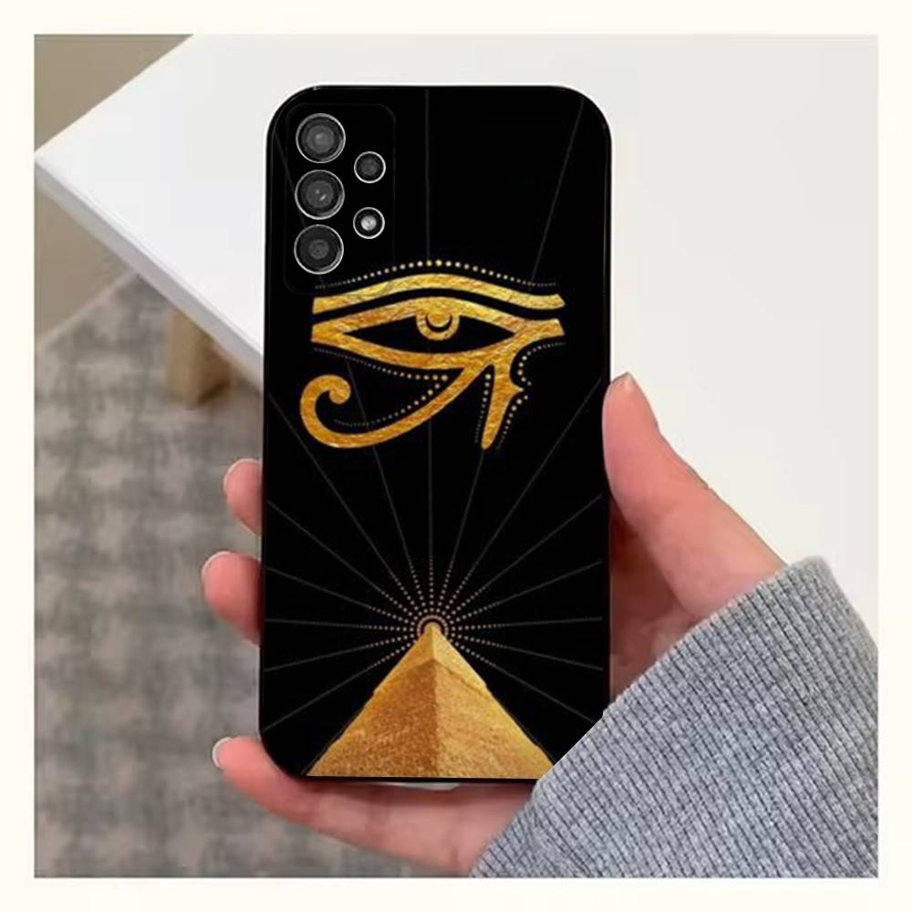 Mural Art Egypt Pharaoh Phone Case For Samsung S25,S24,S23,S22,S20,S21,S10,Ultra,Plus,Lite,FE,Soft Silicone Black Cover