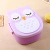 Korean Owl Cartoon Student Lunch Box - Compartmentalized Plastic Microwave Bento Box