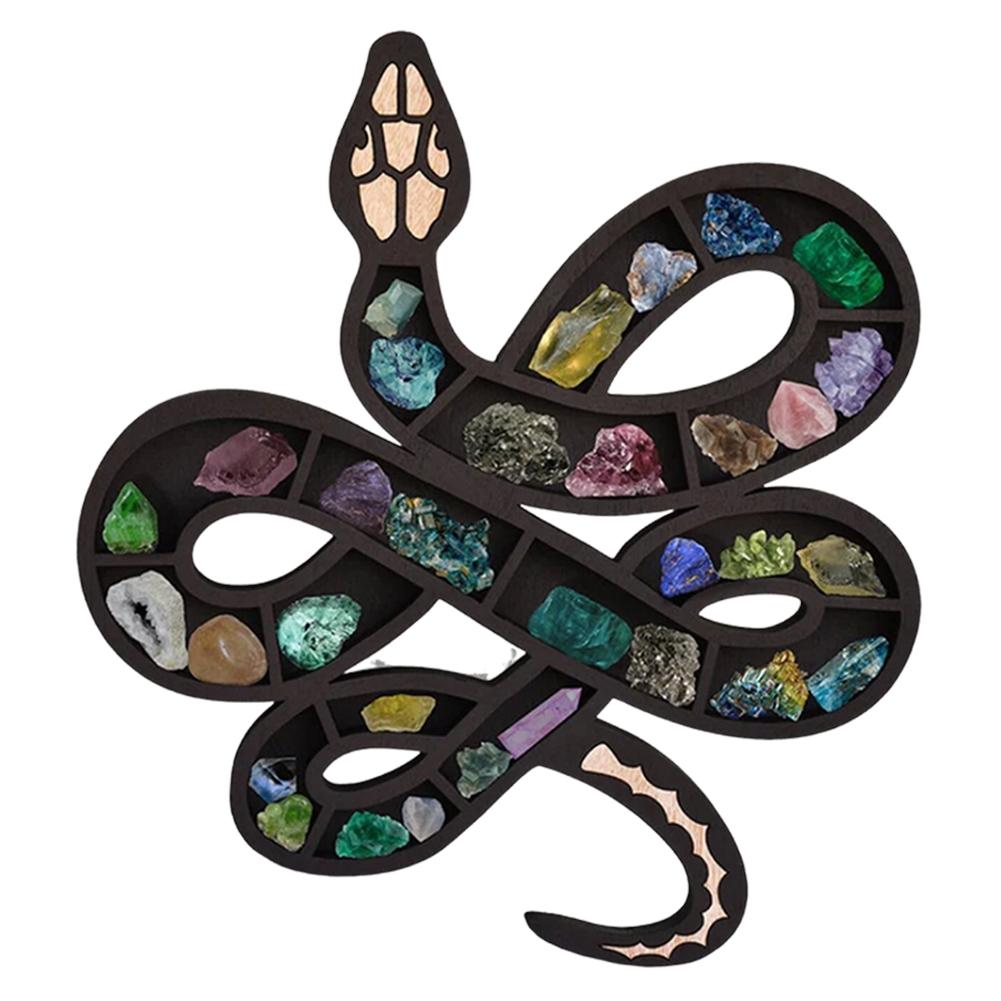 Hölzernes Schlangenform Kristallaufbewahrungsregal Kristall-Ausstellungsregal Mineralien-Gesteinsaufbewahrung Ornament für Heimdekoration