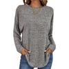 2023 Damen Casual Vintage Einfarbiges T-Shirt Frühling Herbst Mode Rundhals Langarm Locker Elegant Allround-Pullover