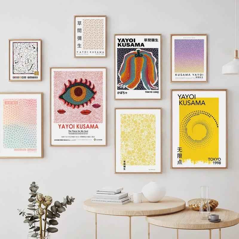 Pumpkin Dot Eye Surrealism Canvas Prints Yayoi Kusama Paintings Nordic Posters Wall Art Pictures For Living Room Decor