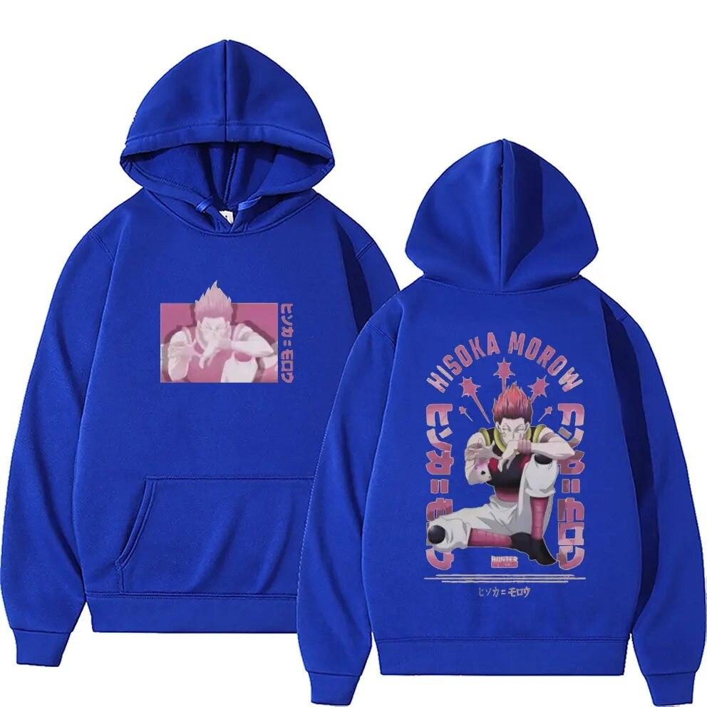Japan Anime Hunter X Hunter Hisoka hettegenser med dobbeltsidig trykk Unisex dame unisexga fritidsgenser unisex mote overdimensjonerte sportsklær