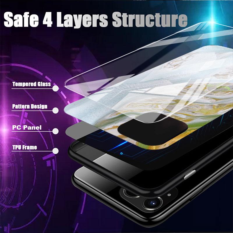 Luxury Marble Pattern Glass Case For Apple iPhone 13 Pro 11 14 12 7 8 Plus SE 2022 XR X XS Max 6 6S Tempered Phone Cover