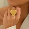 Stainless Steel Water Pattern Drip Heart Rings for Women Men Exaggerated Hammer Texture Opening Rings Party Jewelry Accessories