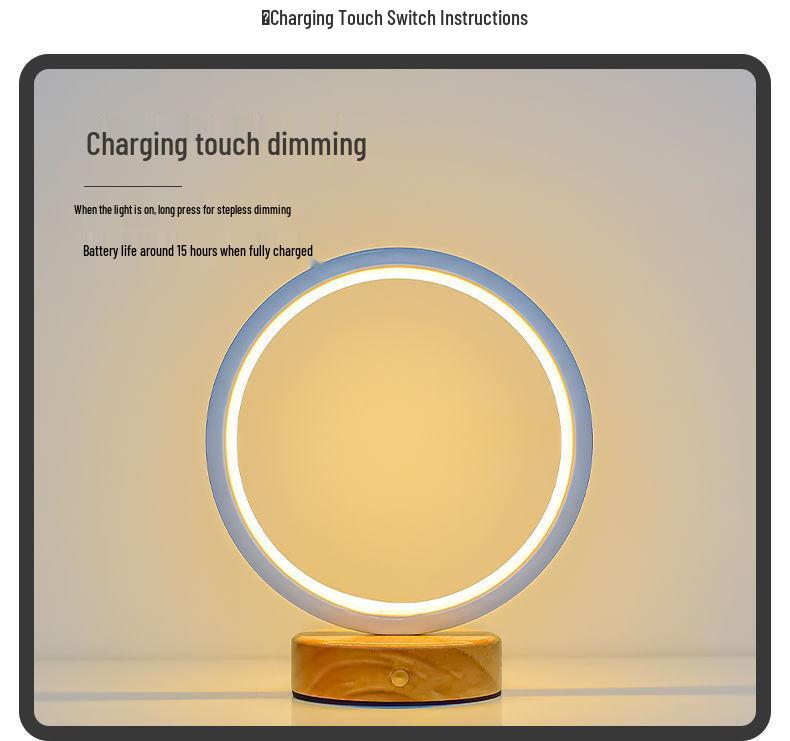 Lampe de Table LED Nordique: Lampe de chevet à anneau rond pour l'ambiance, le sommeil et l'allaitement