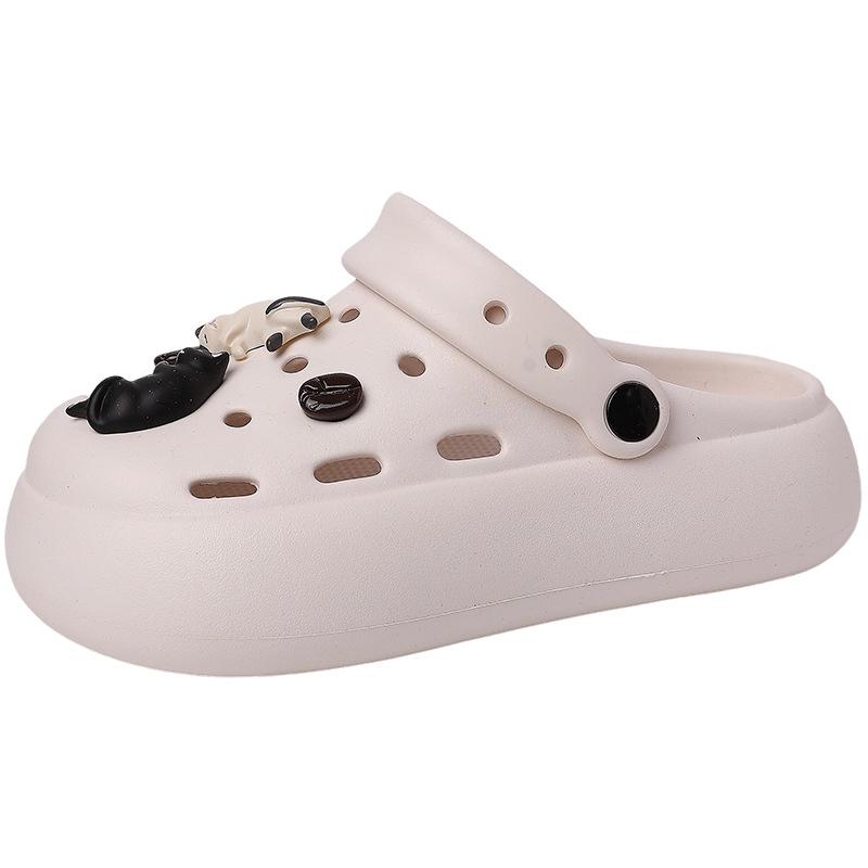 Cute Cartoon Kitten Girl Hole Shoes Summer Fashion EVA Outside Wear Non-slip Beach Casual Bag Head Slippers Tide