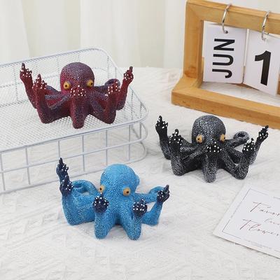 New Vertical Middle Fingered Octopus Storage Stand Night Glow Home Decoration Ornament Ring Necklace Storage Jewelry Resin Craft