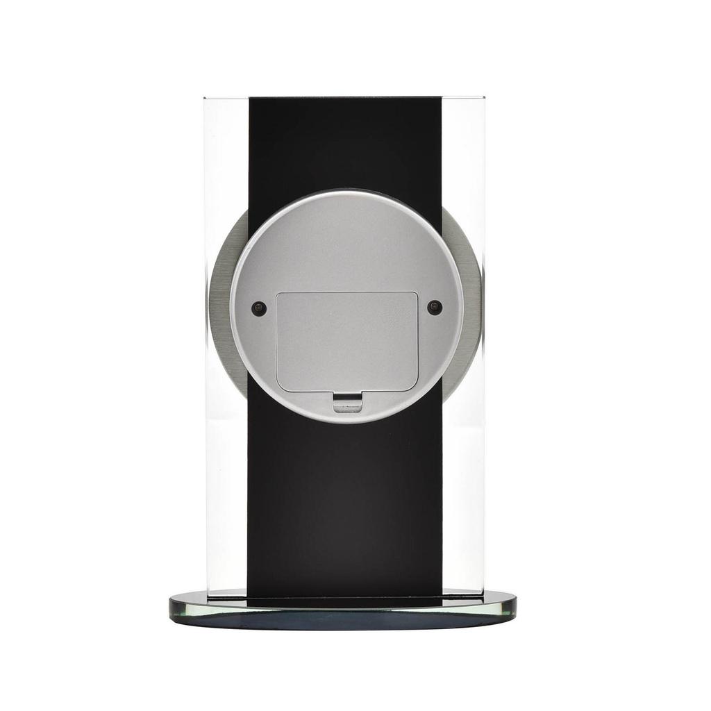 Wm.Widdop Black & Clear Glass Mantel Clock