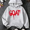 Girls' Hooded Sweatshirt - Halloween Themed Hoodie with Creative GOAT Letter Print, Unisex Holiday Gift, Cartoon Fashion  Design