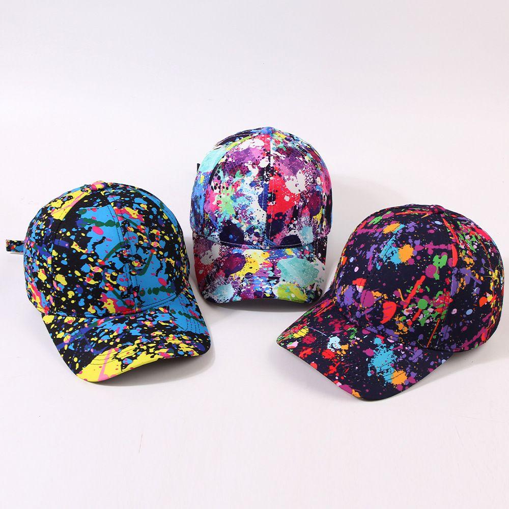 Graffiti Printed Baseball Cap Women'S Summer Adjustable Snapback Hip Hop Street Style Casual Sunshade Youth Hat
