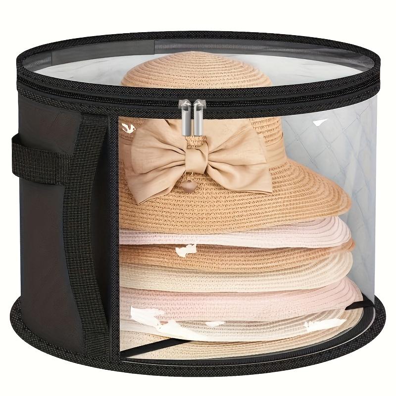 

Chic Transparent Hat Organizer with Zipper Portable & Stackable Beach Cap Storage Bag, Durable Polyester, Clear Window Design for Easy Viewing чёрный