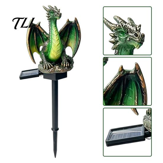 Eco Friendly Resin Animal Lighting Solar Dragon Garden Light, Waterproof Medieval Statue Lamp, Decorative for Flower Beds Outdoor Gothic Fantasy Decor