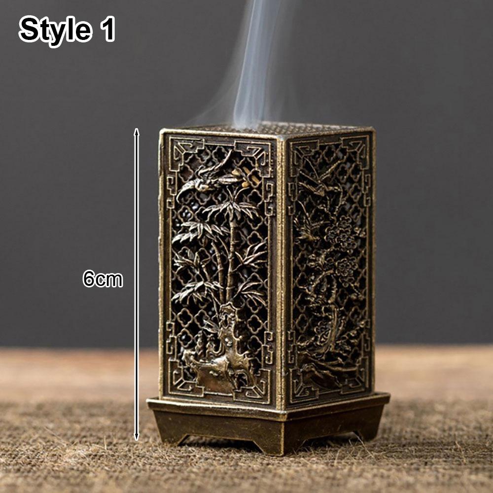 

1Pcs Square Vertical Incense Stick Burner Alloy Incense Box Lotus Incense Censer House Furnishings Style 1