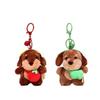 Green Dachshund Tomato Pepper Shoulder Bag Design Plush Keyring Decoration Bag