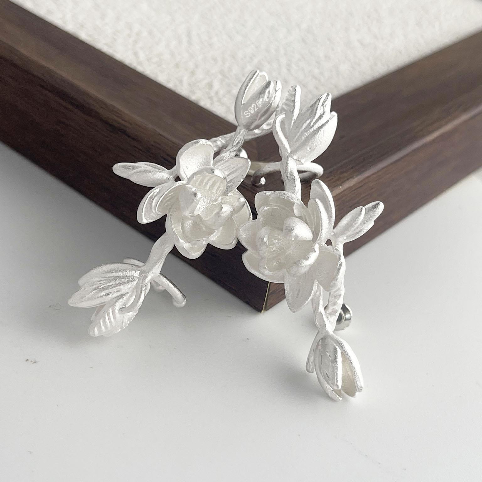 

925 Sterling Silver Vintage Earrings For Women Simple Flower Pearl Earring Jewelry Prevent Allergy Party Accessories Gift