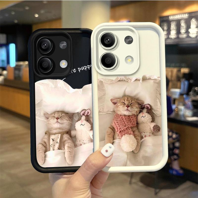 Funny Cute Cat Phone Case For Redmi Note 13 12 Pro Plus Note 13 12 11 10 9 Pro 14C 12C 10C 9C A3 A2 A1 Silicone Shockproof Cover