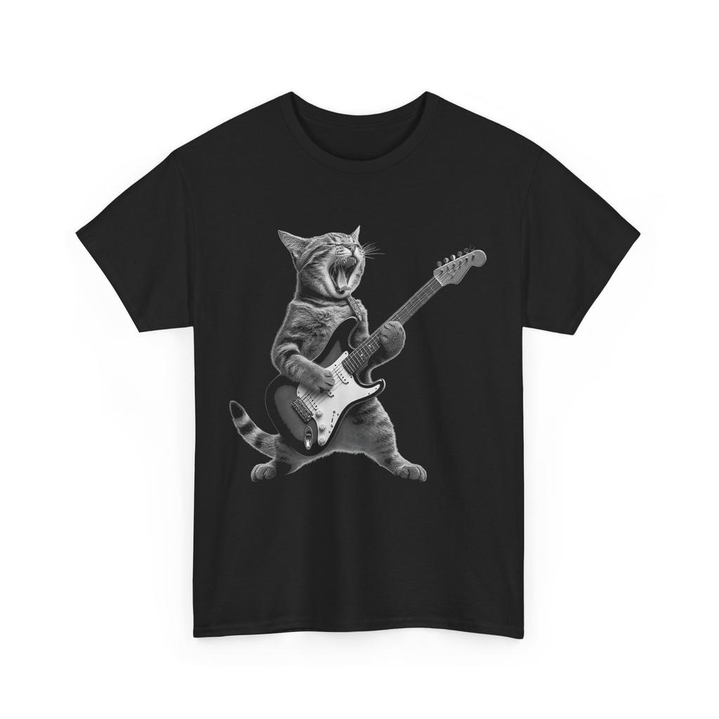 Cat Playing Guitar Rock Star Rock and Roll For Men Women T-Shirt