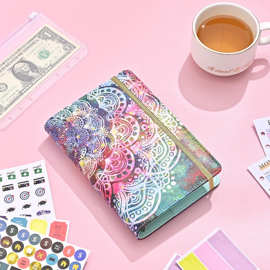 A6 Budget Binder Planner Strap Macaron Colorido Couro DIY Encadernação Caderno Capa Diário Agenda Planejamento Papel Capa Escolar