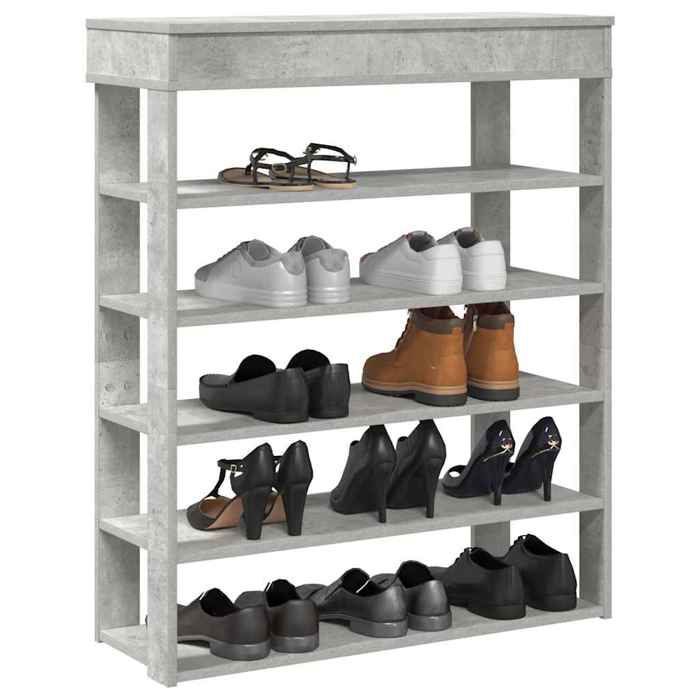VidaXL Étagère à chaussures gris béton 80x30x98 cm bois d'ingénierie, rangement de chaussures, armoire de rangement de 859935