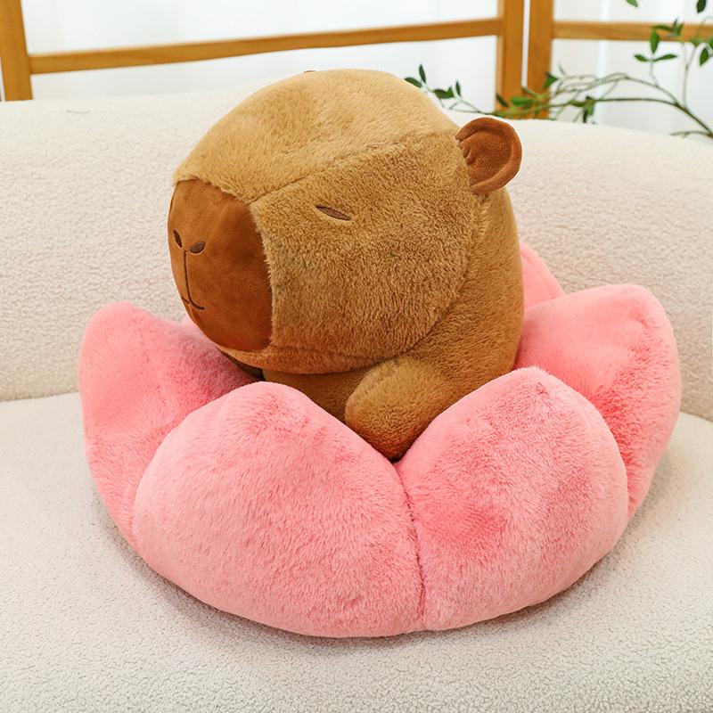 

Plush Lotus Capybara Doll Fashion Comfortable Cute Childrens Throw Gift Pillow