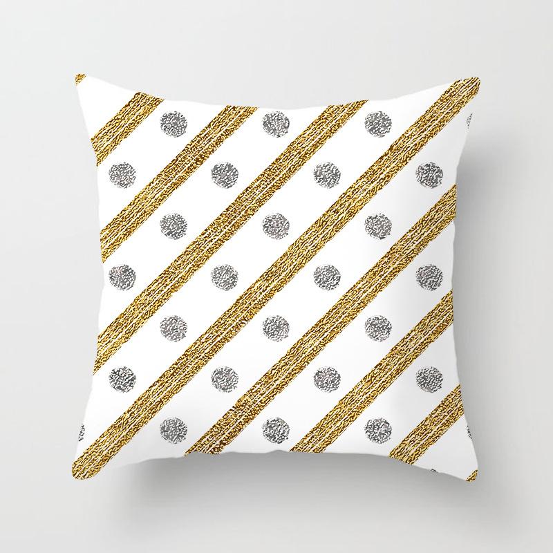 New Simple Geometric Stripes Wavy Golden Peach Leather Velvet Pillowcase Car Sofa Cushion Pillowcase