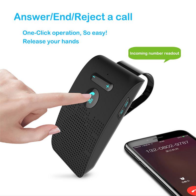 Bluetooth 5.0 Handsfree Car Kit Loud Speakerphone MP3 Music Player Sun Visor Clip Universal Wireless Audio Receiver