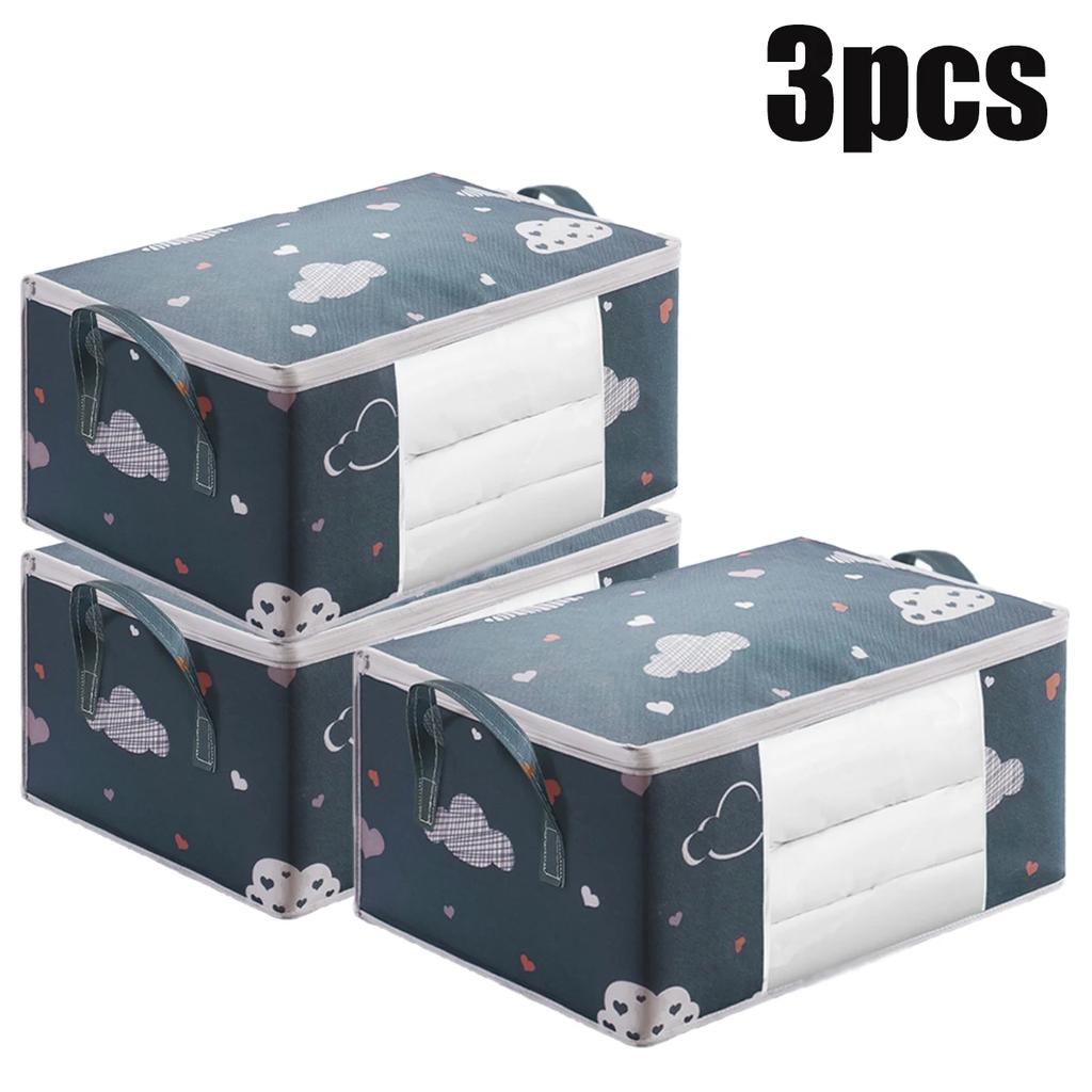 50/75L Moisture Proof Organizer Quilt Clothes Storage Bag Big Capacity Blanket Sorting Bags Dustproof Closet Under-Bed Storage
