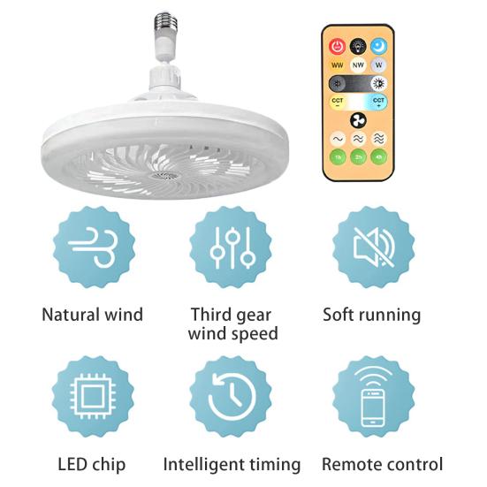 30W E27 Deckenventilator mit Licht & Fernbedienung, Dimmbarer LED-Ventilatorlicht-Kronleuchter für Wohnzimmer Schlafzimmer Küche, Home-Office-Beleuchtung