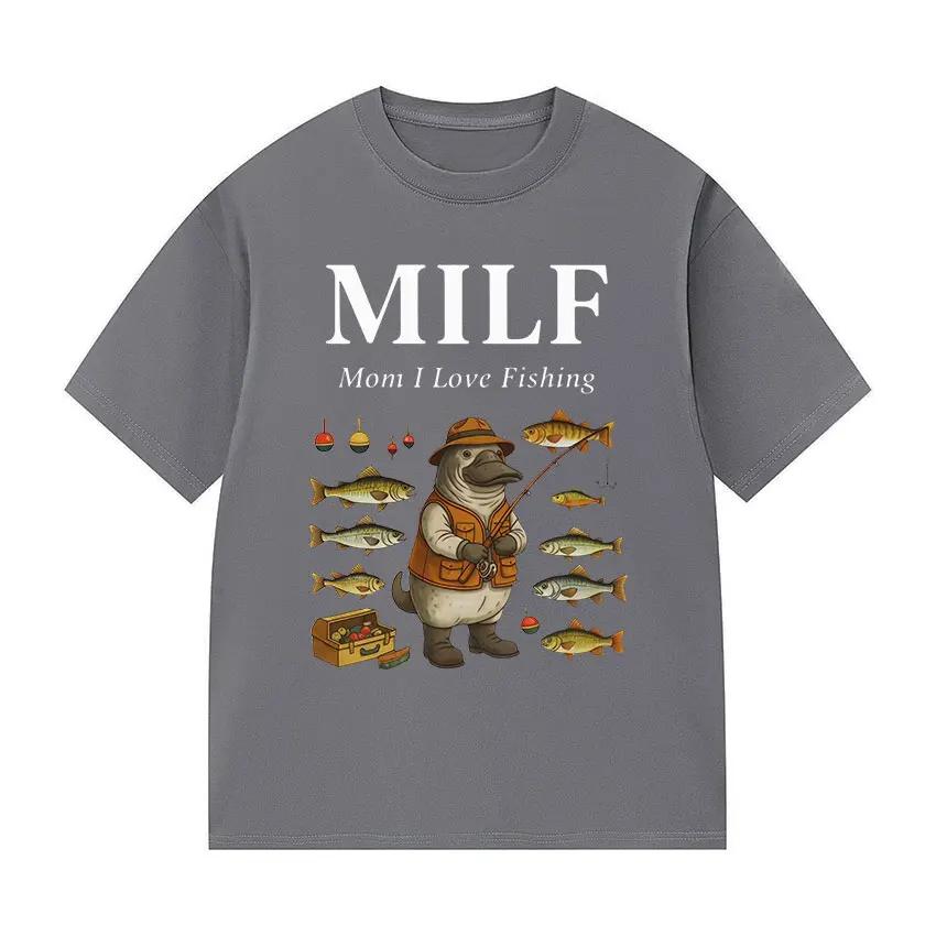 Funny Mom I Love Fishing Meme Vintage T-Shirt Men Women Fashion Oversized Casual High Quality Cotton T Shirt Streetwear