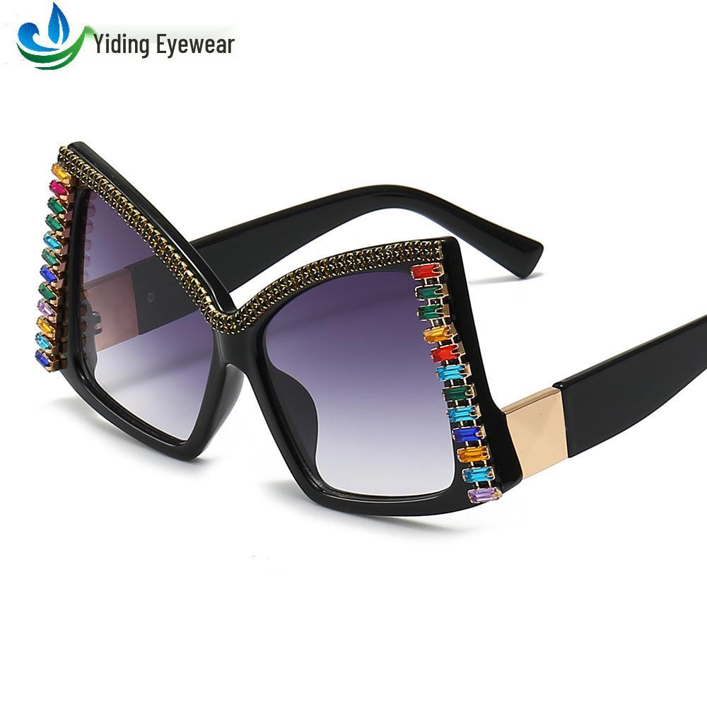 

Женские модные солнцезащитные очки неправильной формы с бриллиантовой отделкой, большими оправами и дизайном с бантом One Size