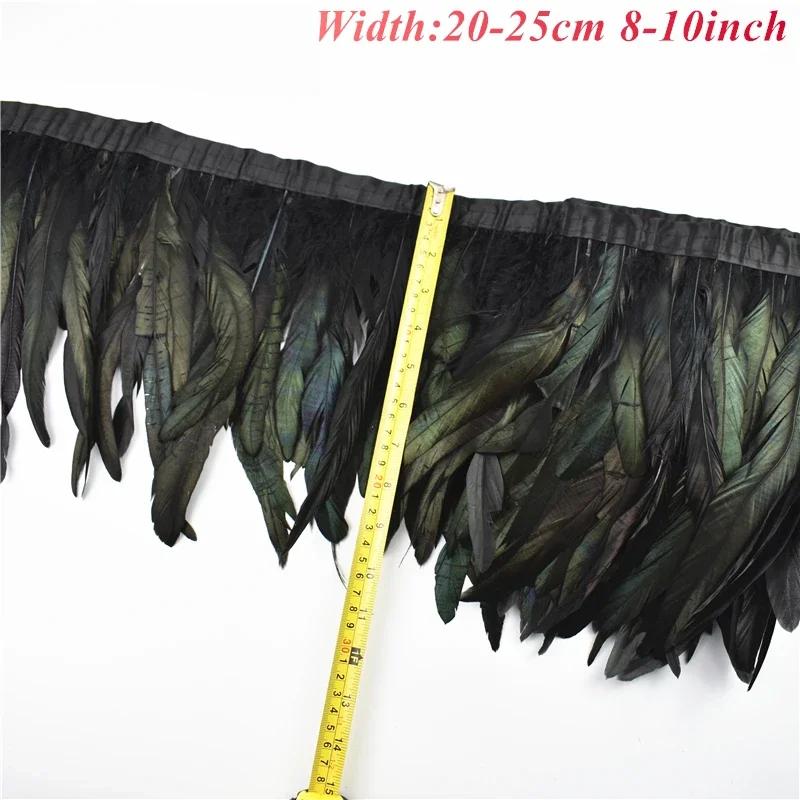 1Meters White Black Pheasant Feathers On Tape Ribbon Turkey Ostrich Fringe Feather Trim Goose Marabou Sewing Clothes DIY Plumes