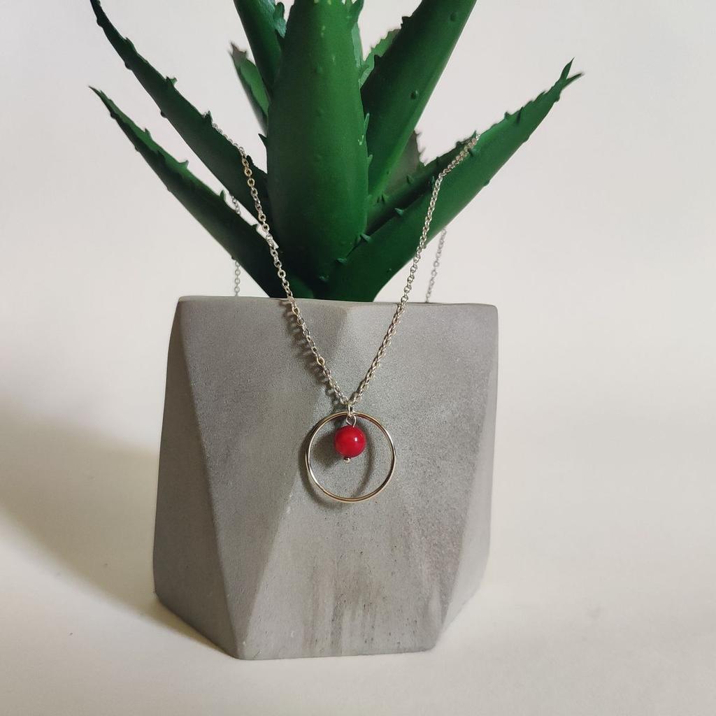 Silver Necklace with Coral, Product Weight 2.85 G (2145622)