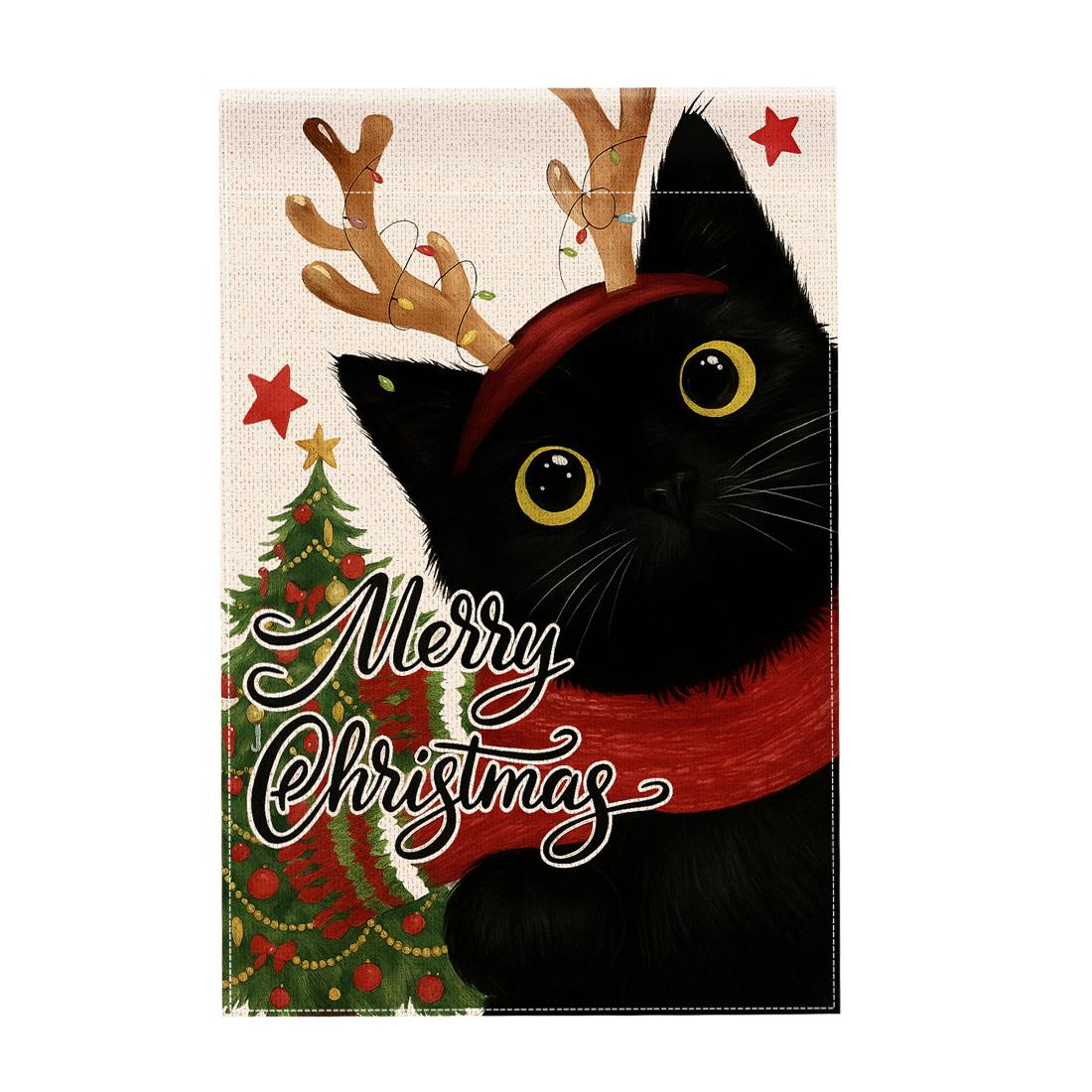 

Merry Christmas Hanging Flags Garden Flag Banner Santa Claus Double-sided Printing Faux Linen Flags Home Garden Decoration 45x30cm