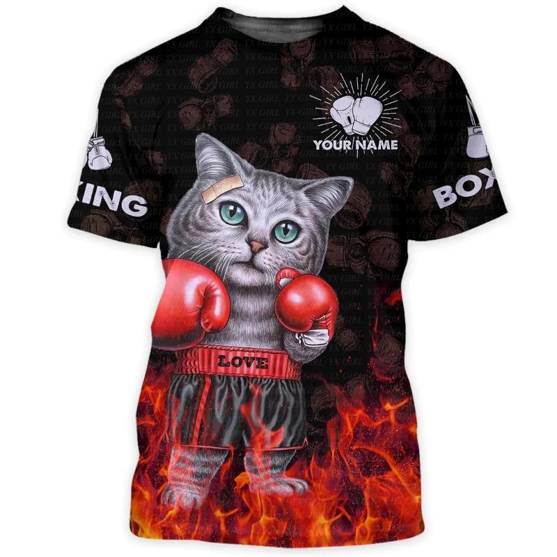Custom Name Husky Shepherd Dog Cat Pet Personalized Name 3D Round Neck Harajuku Summer Casual Funny Short Sleeves T-Shirts A01