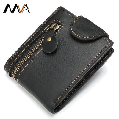 Portafoglio da Uomo in Vera Pelle - Corto Bifold Cucitura Vintage Portamonete con Molteplici Fessure per Carte 7042