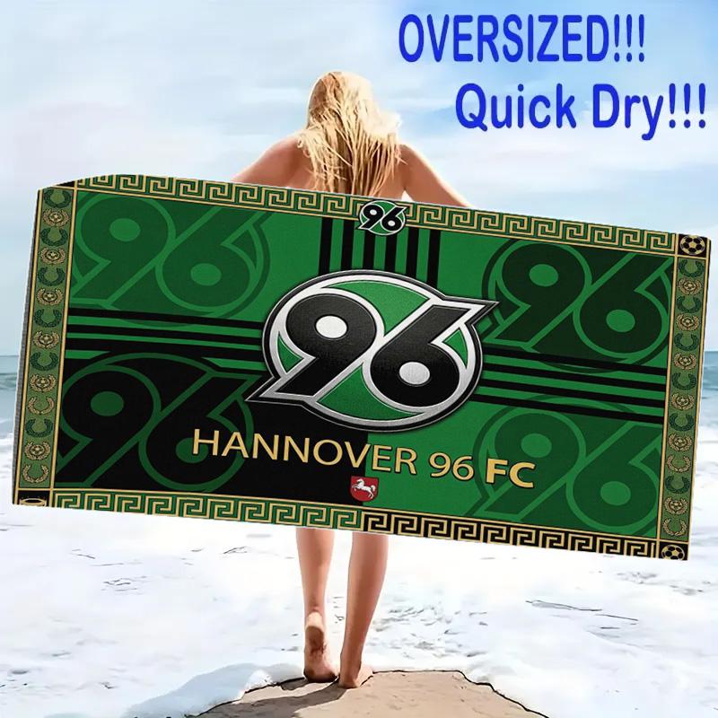 Hannover 96 Baskılı Plaj Havlusu, Plaj Kamp Yüzme İçin Büyük Yumuşak Hızlı Kuruyan Havlu