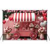 Mocsicka Valentine's Day Photo Backdrop Rose Pink Striped Float Balloons Flowers Wallpaper Decorations Woman Wedding Backgrounds