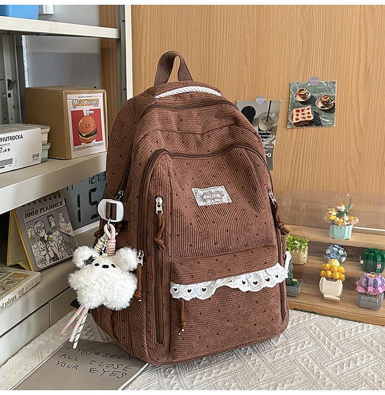 Schoolbag New Backpack Female Korean Version Ins Literary Small Fresh Wind Junior High School Student Backpack Large Capacity Casual Backpack