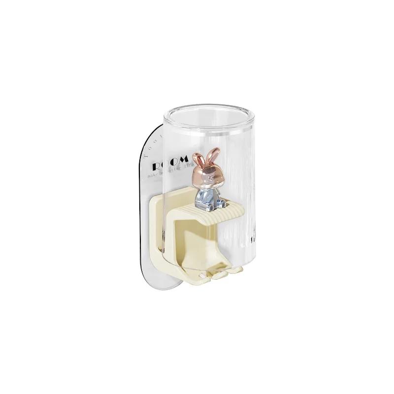 Cute Rabbit Toothbrush Rack Bathroom Wall-mounted Electric Toothbrush Cup Punch-free Mouthwash Cup Hanger