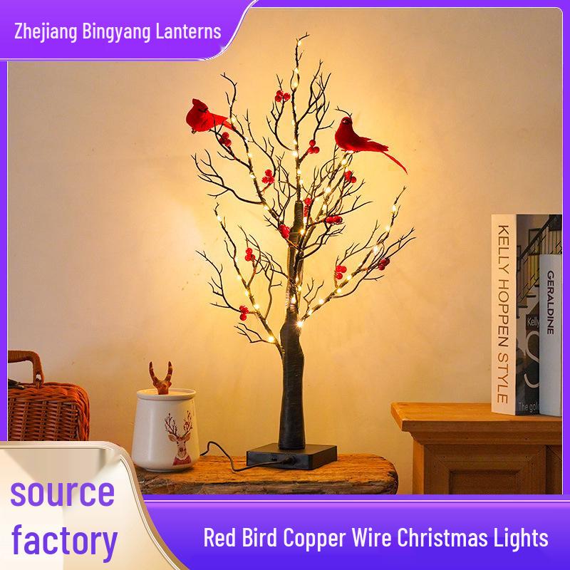 

Red Berry Copper Wire Christmas Tree Lights - Holiday Decoration 2W