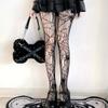 Gothic Dark Tights Sock Hollow Out Mesh Tight Stockings Fishnet Sexy Pantyhose Skull Spider Web Patterned Nylon Stretchy Hosiery