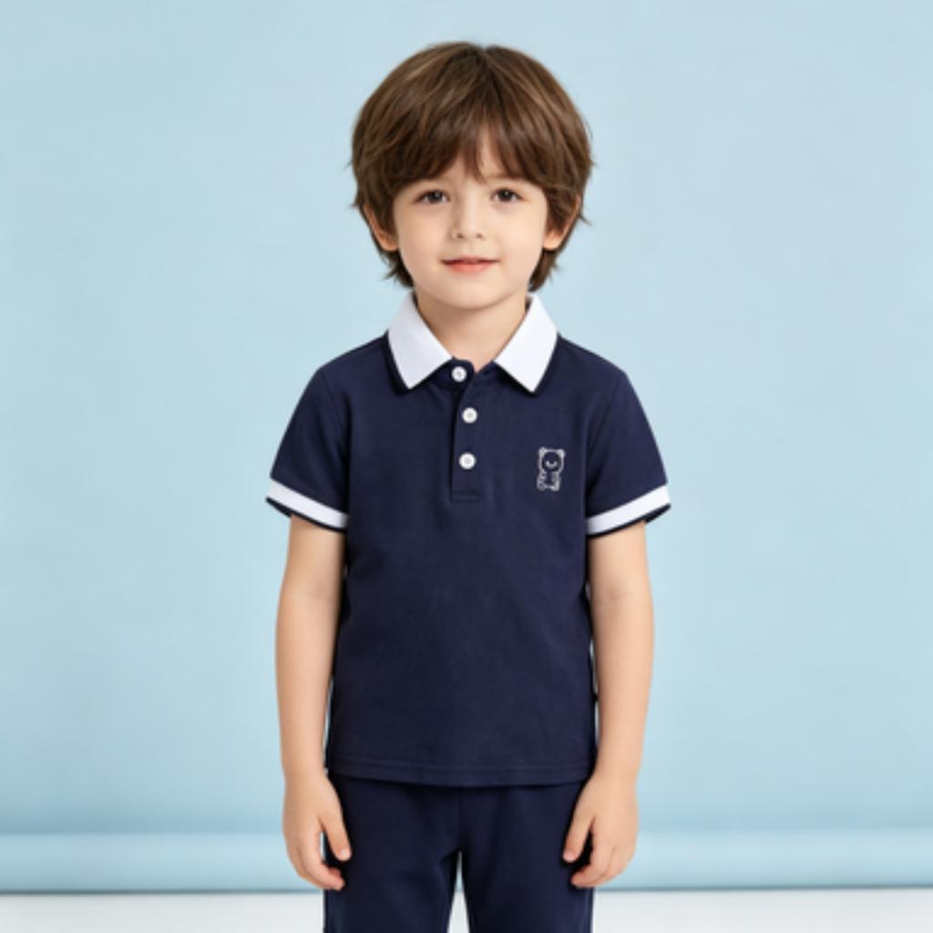 Boys' Short Sleeve Embroidered Top Korean Casual Shirt for Toddlers
