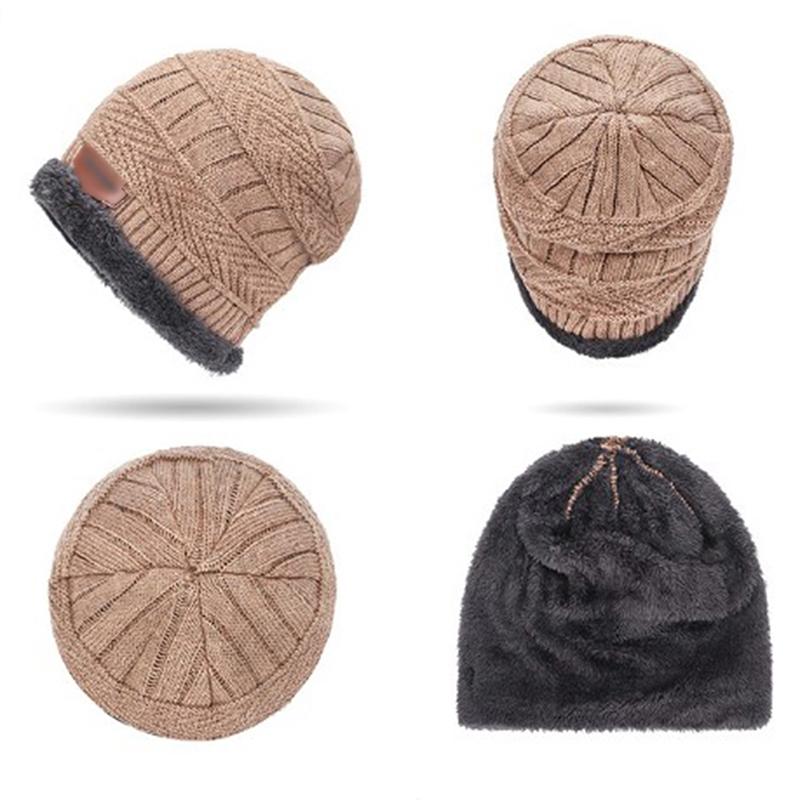 Neuer Strickfleece-Schal Wintermütze Weiche Herren- und Damen-Beanie Warme Mütze Verdickung Plus Samt Lockere Wintermütze mit Schal