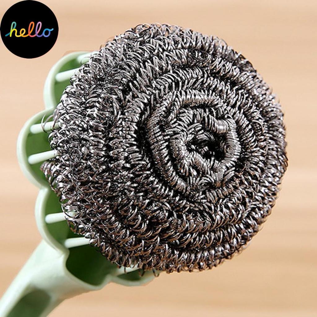 Cleaning Brush Handle Steel Ball Wash Pot Kettle Pan Dish Kitchen Bathroom Tool Decorative