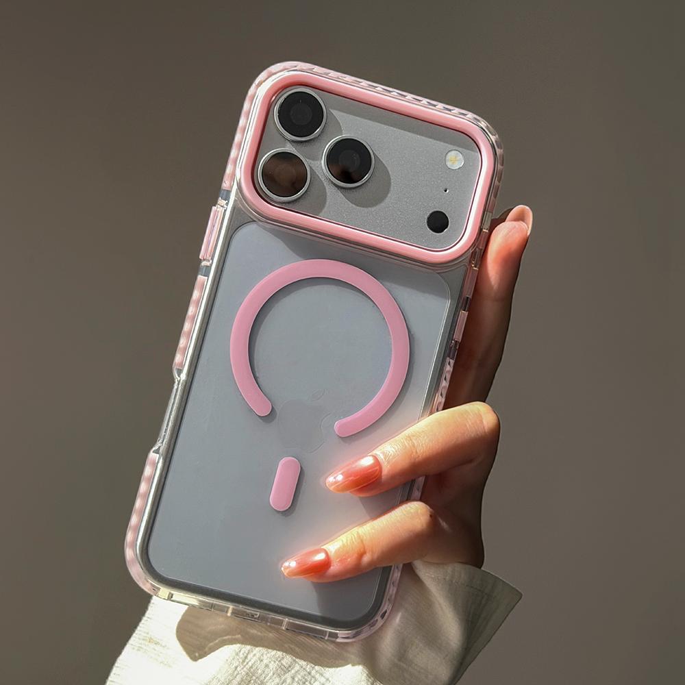 

Candy Color Clear Magnetic Phone Case For iPhone 17 16 15 14 13 Pro Max For Magsafe Non-slip Bumper Transparent Cover iPhone17