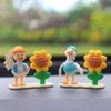 4pcs Creative Duck with Sunflowers Miniature Statues for Vehicle Interior Multifunctional Decors Resin Craft Ornaments
