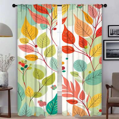 Blackout Curtains for Living Room Flower Window Curtain for Room 2 Panel Partition Shades Home Interior Curtains Kitchen Elegant