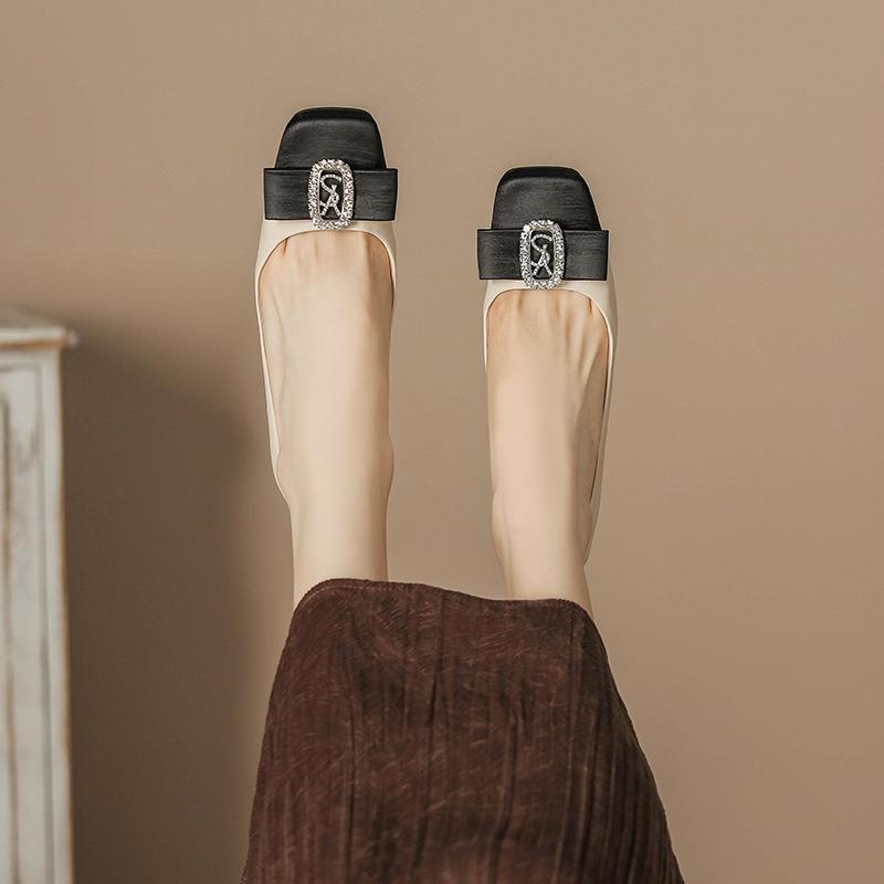 

H988-25 square head high heels women s 2025 autumn new thick heel light luxury single shoes women are not tired of mid-heel soft sole 34