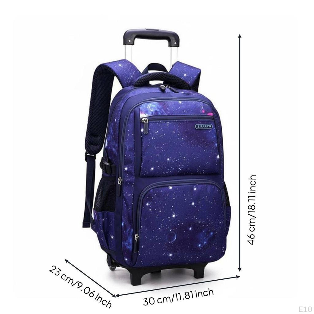 Large Capacity Rolling School Backpack Lightweight Kids Trolley for Students, Travel Black